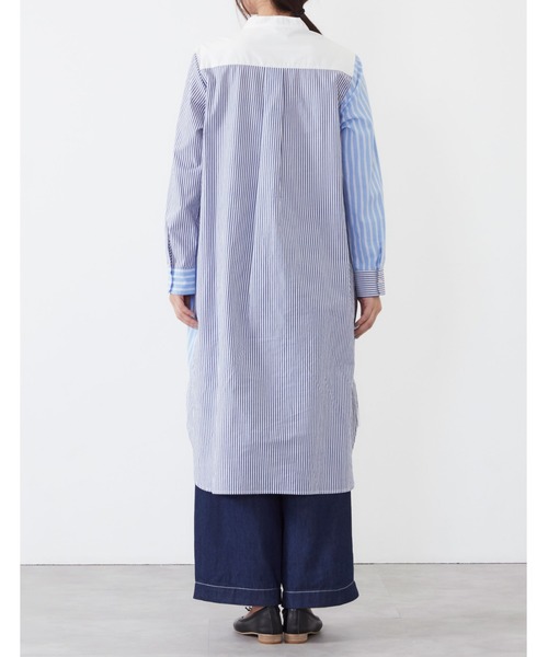 POU DOU DOU（プードゥドゥ）の「パッチワークシャツワンピース（シャツワンピース・レディース・ネイビー/ブラウン/オフホワイト・3）」の18枚目の写真