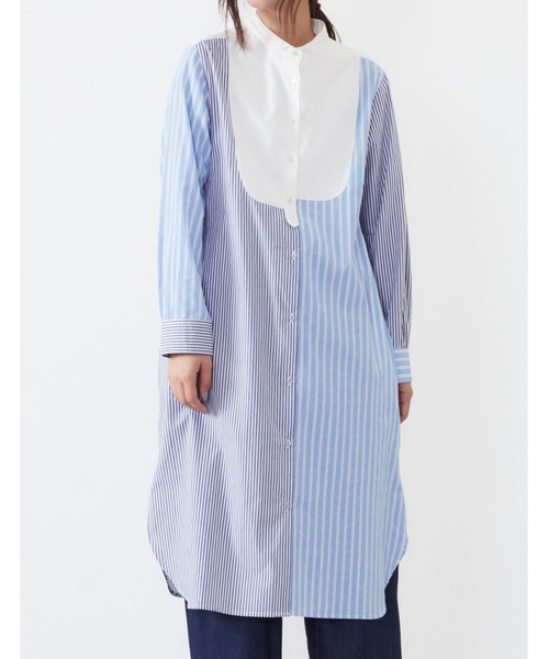 POU DOU DOU（プードゥドゥ）の「パッチワークシャツワンピース（シャツワンピース・レディース・ネイビー/ブラウン/オフホワイト・3）」の19枚目の写真