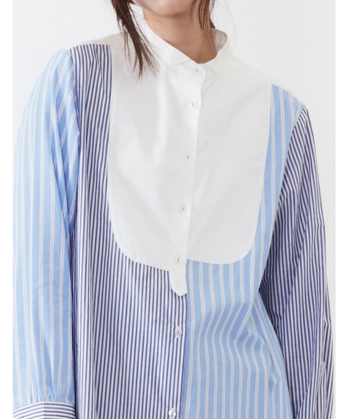 POU DOU DOU（プードゥドゥ）の「パッチワークシャツワンピース（シャツワンピース・レディース・ネイビー/ブラウン/オフホワイト・3）」の20枚目の写真