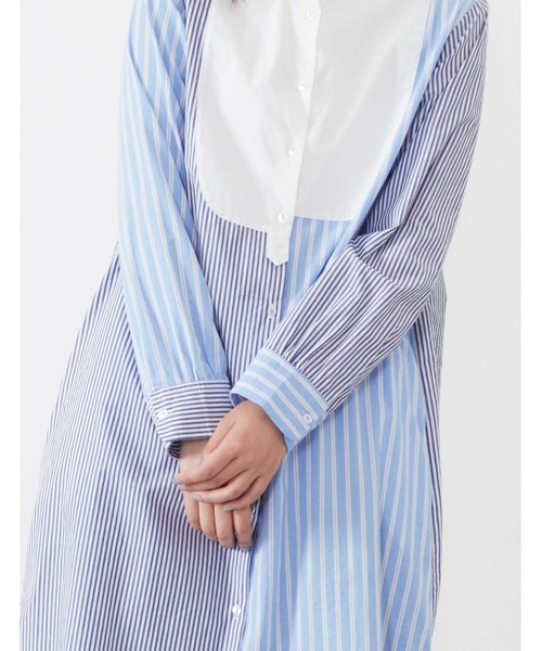 POU DOU DOU（プードゥドゥ）の「パッチワークシャツワンピース（シャツワンピース・レディース・ネイビー/ブラウン/オフホワイト・3）」の21枚目の写真