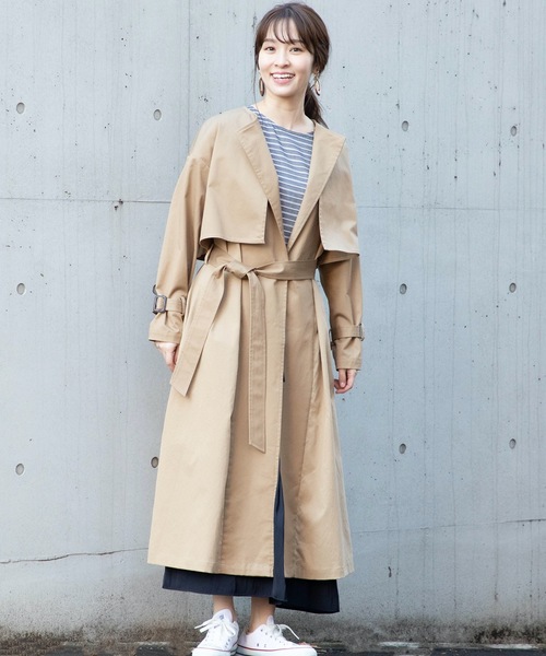 La SRIC（ラスリック）の「La SRIC/ノーカラートレンチコート（トレンチコート・レディース・ネイビー/キャメル・38）」の2枚目の写真
