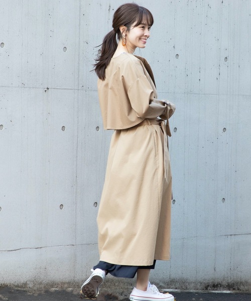 La SRIC（ラスリック）の「La SRIC/ノーカラートレンチコート（トレンチコート・レディース・ネイビー/キャメル・38）」の4枚目の写真