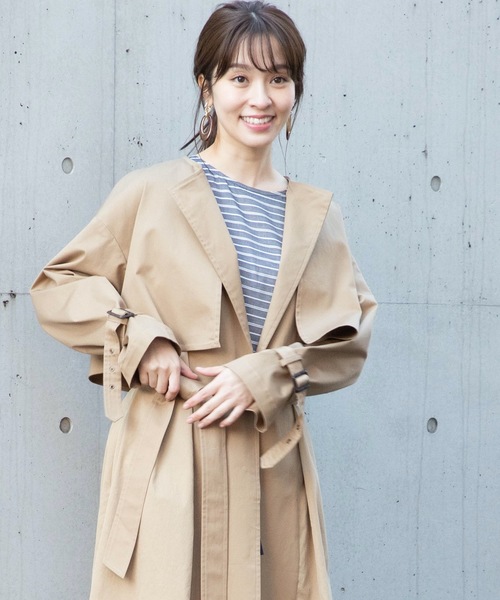 La SRIC（ラスリック）の「La SRIC/ノーカラートレンチコート（トレンチコート・レディース・ネイビー/キャメル・38）」の9枚目の写真