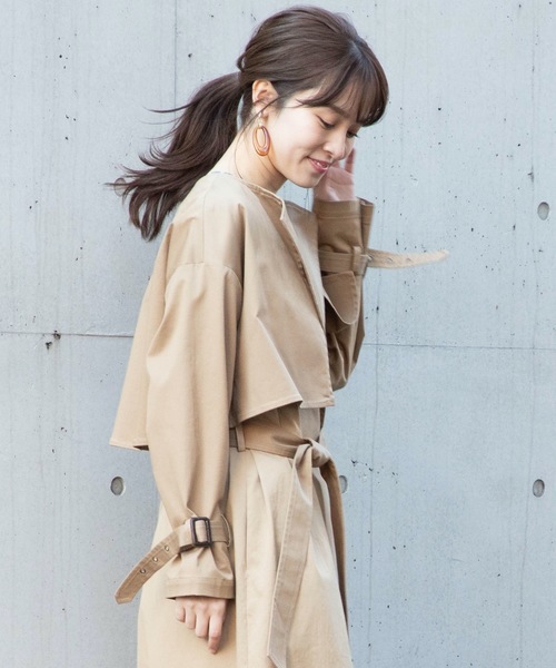 La SRIC（ラスリック）の「La SRIC/ノーカラートレンチコート（トレンチコート・レディース・ネイビー/キャメル・38）」の10枚目の写真