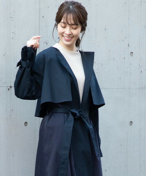 La SRIC（ラスリック）の「La SRIC/ノーカラートレンチコート（トレンチコート・レディース・ネイビー/キャメル・38）」の17枚目の写真