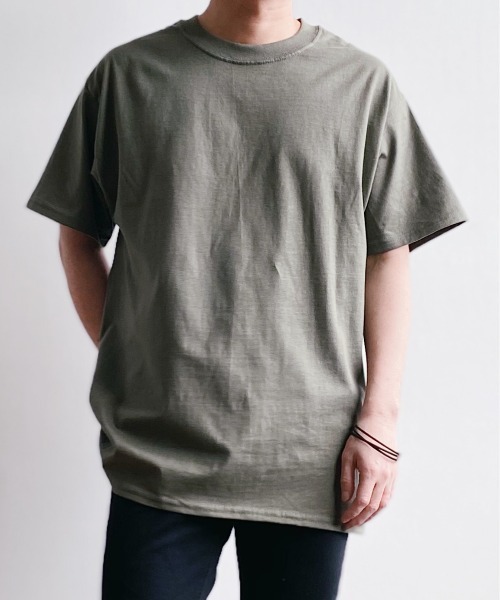 HANES(ヘインズ)の「HANES(ヘインズ) / BEEFY ビーフィー クルーネック 半袖 Tシャツ(Tシャツ/カットソー・メンズ・ホワイト/ブラック/カーキ/スモークグレー/サンドベージュ・M/L/XL)」の5枚目の写真