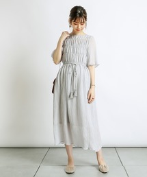 natural couture | キラッと楊柳シャーリングワンピース(ワンピース)