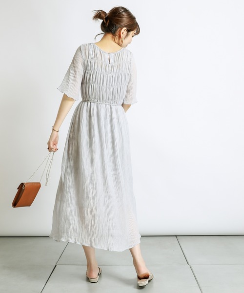 natural couture(ナチュラルクチュール)の「キラッと楊柳シャーリングワンピース(ワンピース・レディース・サックスブルー/グリーン/ブラウン系その他/グリーン系その他/レンガ・FREE)」の15枚目の写真