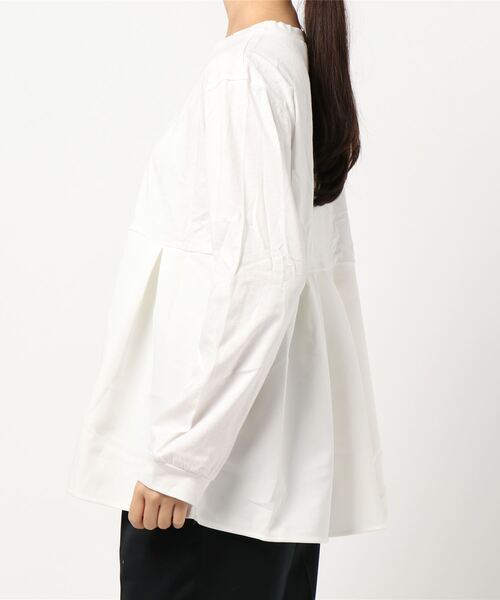 coca（coca）（コカ）の「切り替え裾タックトップス（Tシャツ/カットソー・レディース・ホワイト/ブラック・ONE SIZE）」の3枚目の写真