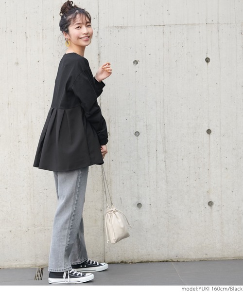 coca（coca）（コカ）の「切り替え裾タックトップス（Tシャツ/カットソー・レディース・ホワイト/ブラック・ONE SIZE）」の5枚目の写真