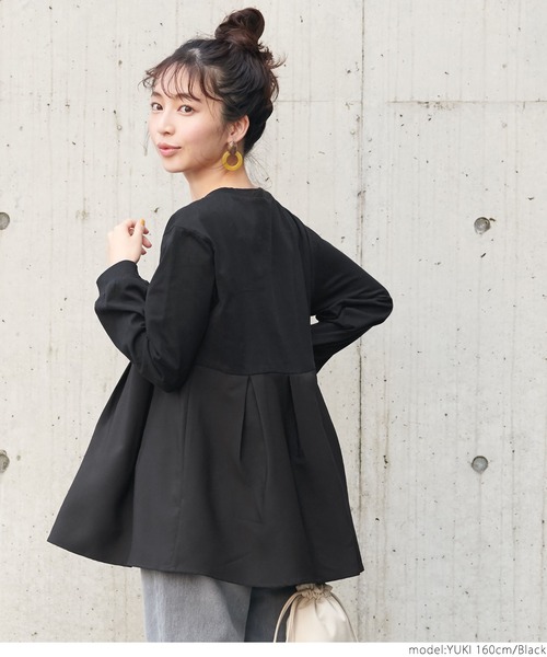 coca（coca）（コカ）の「切り替え裾タックトップス（Tシャツ/カットソー・レディース・ホワイト/ブラック・ONE SIZE）」の6枚目の写真