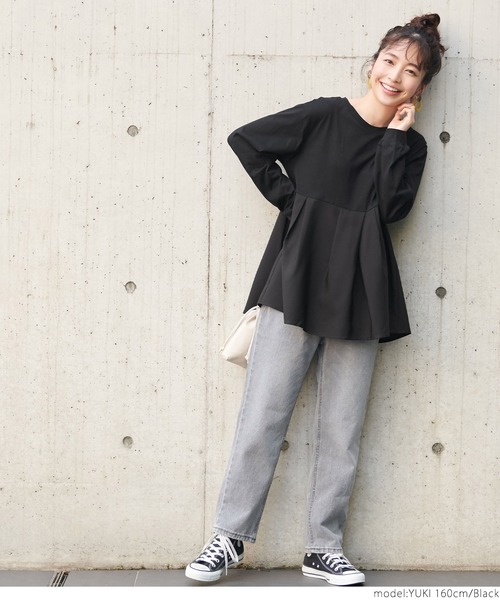 coca（coca）（コカ）の「切り替え裾タックトップス（Tシャツ/カットソー・レディース・ホワイト/ブラック・ONE SIZE）」の7枚目の写真