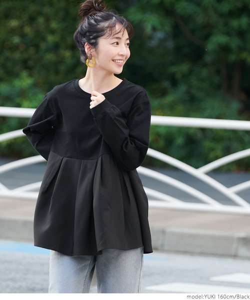 coca（coca）（コカ）の「切り替え裾タックトップス（Tシャツ/カットソー・レディース・ホワイト/ブラック・ONE SIZE）」の8枚目の写真