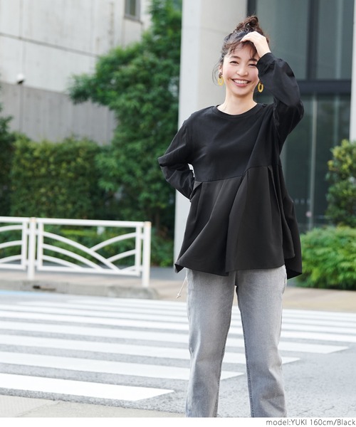coca（coca）（コカ）の「切り替え裾タックトップス（Tシャツ/カットソー・レディース・ホワイト/ブラック・ONE SIZE）」の11枚目の写真