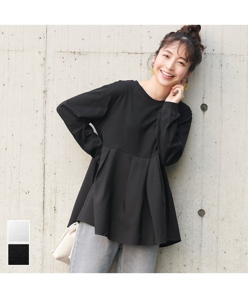 coca（coca）（コカ）の「切り替え裾タックトップス（Tシャツ/カットソー・レディース・ホワイト/ブラック・ONE SIZE）」の12枚目の写真