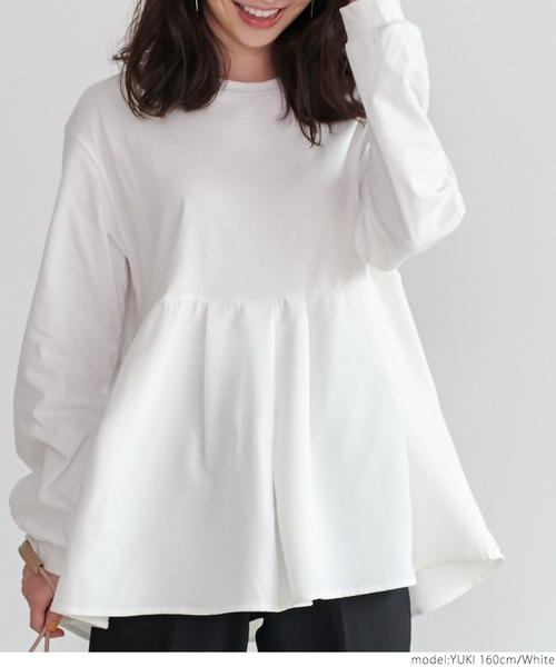 coca（coca）（コカ）の「切り替え裾タックトップス（Tシャツ/カットソー・レディース・ホワイト/ブラック・ONE SIZE）」の14枚目の写真
