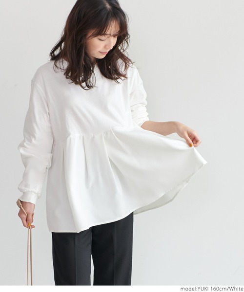切り替え裾タックトップス（Tシャツ/カットソー）｜coca（coca