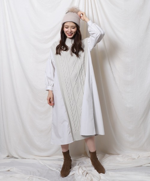 セール ケーブル編みドッキングワンピース ワンピース Re Verofonna ヴェロフォンナ のファッション通販 Zozotown