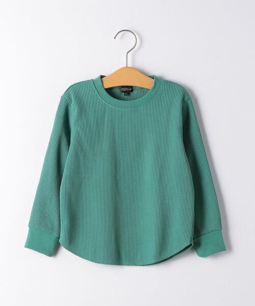 green label relaxing（グリーンレーベルリラクシング）の「【キッズ】〔吸水速乾〕ドライワッフルプルオーバー ロングスリーブ（Tシャツ/カットソー・キッズ・ナチュラル/ダークグレー/コバルトブルー/ライム/ブラック/ケリー/ピンク・105/115/95/135/125）」の6枚目の写真