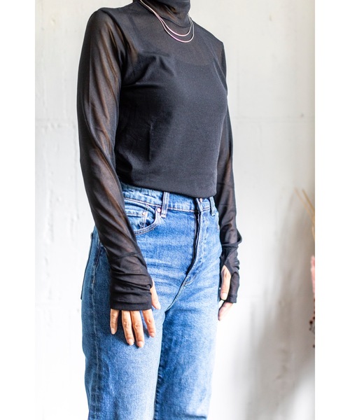 4youstory(フォーユーストーリー)の「【4youstory シアー指ぬきタートル】(Tシャツ/カットソー・レディース・ブラック/ブラウン/ダークパープル/グレイッシュベージュ・FREE)」の17枚目の写真