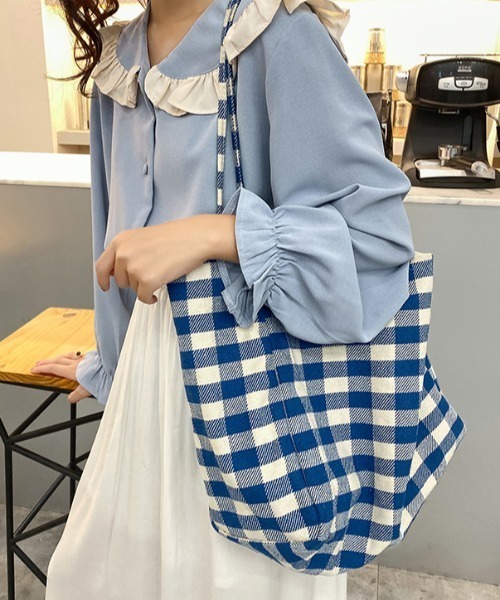 オーバータッシェ Ober Tashe ギンガムチェック チュールバッグ