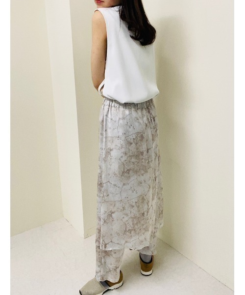 TEVALT（ヴァレット）の「ヴィンテージ　ウォールプリントスカート　レイヤード風パンツ（ドイツ転写プリント）（スカート・レディース・グレー/ミント・38）」の8枚目の写真