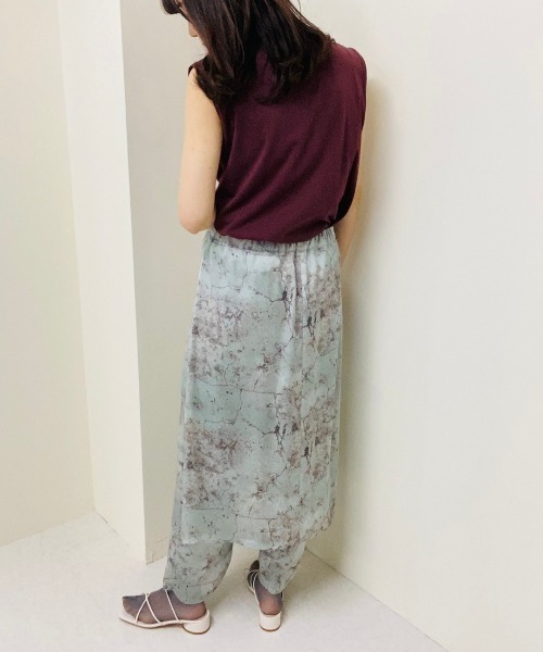 TEVALT（ヴァレット）の「ヴィンテージ　ウォールプリントスカート　レイヤード風パンツ（ドイツ転写プリント）（スカート・レディース・グレー/ミント・38）」の9枚目の写真