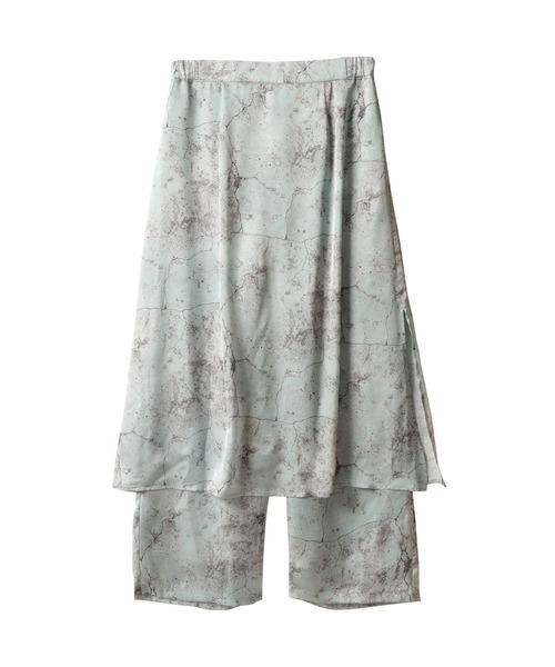 TEVALT（ヴァレット）の「ヴィンテージ　ウォールプリントスカート　レイヤード風パンツ（ドイツ転写プリント）（スカート・レディース・グレー/ミント・38）」の6枚目の写真