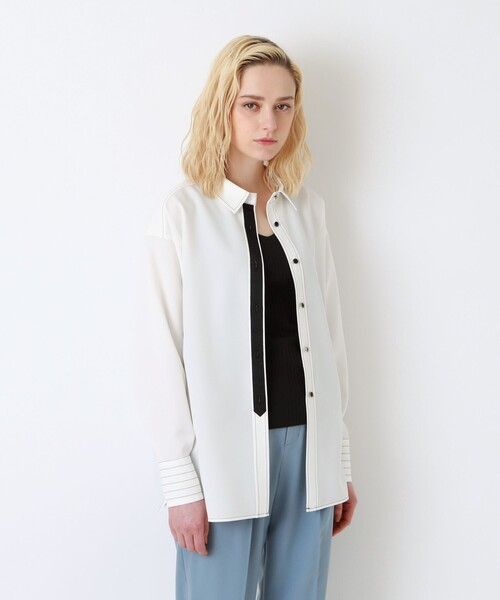 LOVELESS（ラブレス）の「カラー ステッチ 2フェイス シャツ（シャツ/ブラウス・レディース・ブラック/オフホワイト/ベージュ系その他・36/34）」の16枚目の写真