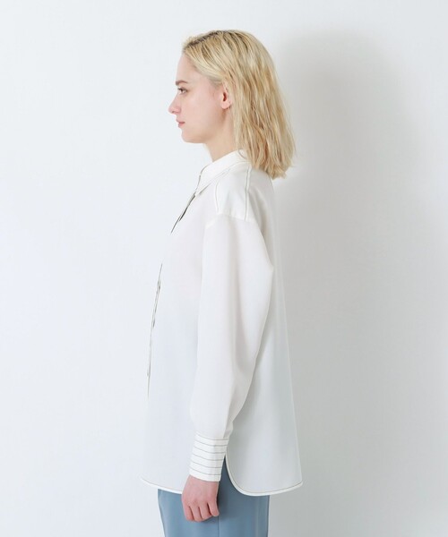 LOVELESS（ラブレス）の「カラー ステッチ 2フェイス シャツ（シャツ/ブラウス・レディース・ブラック/オフホワイト/ベージュ系その他・36/34）」の9枚目の写真