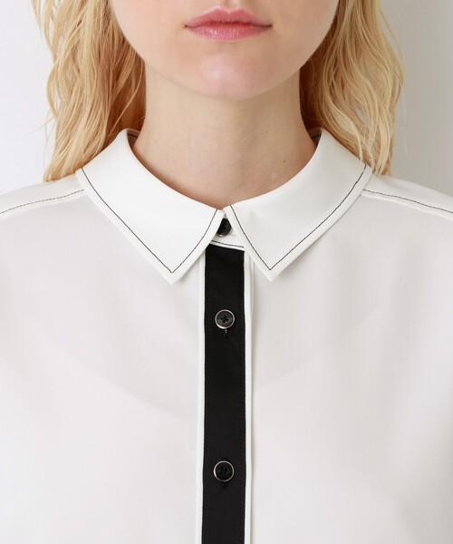 LOVELESS（ラブレス）の「カラー ステッチ 2フェイス シャツ（シャツ/ブラウス・レディース・ブラック/オフホワイト/ベージュ系その他・36/34）」の7枚目の写真