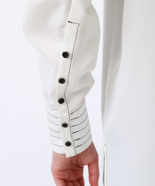 LOVELESS（ラブレス）の「カラー ステッチ 2フェイス シャツ（シャツ/ブラウス・レディース・ブラック/オフホワイト/ベージュ系その他・36/34）」の15枚目の写真