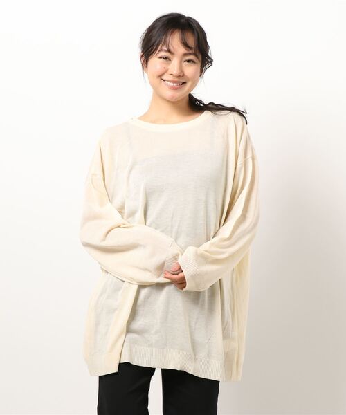 STYLEBLOCK(スタイルブロック)の「麻タッチバックリボンシアープルオーバー(Tシャツ/カットソー・レディース・アイボリー/モカ/ブラック/ミント・M)」の2枚目の写真