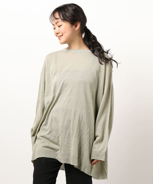 STYLEBLOCK(スタイルブロック)の「麻タッチバックリボンシアープルオーバー(Tシャツ/カットソー・レディース・アイボリー/モカ/ブラック/ミント・M)」の4枚目の写真