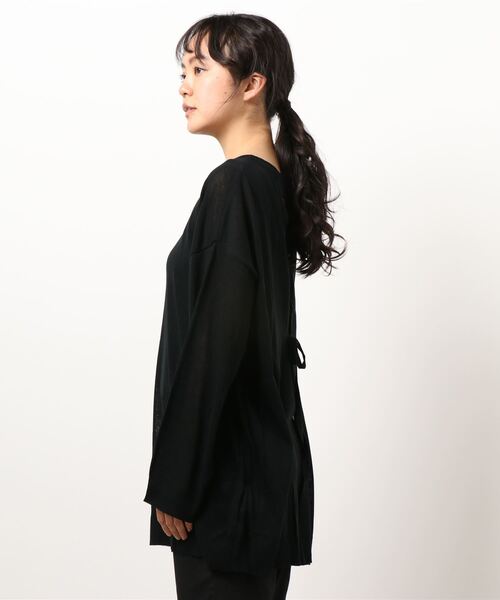 STYLEBLOCK(スタイルブロック)の「麻タッチバックリボンシアープルオーバー(Tシャツ/カットソー・レディース・アイボリー/モカ/ブラック/ミント・M)」の5枚目の写真