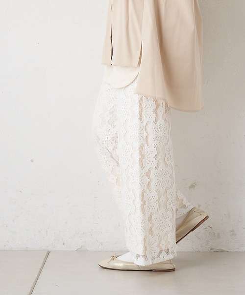 PUAL CE CIN（ピュアルセシン）の「花レースパンツ（その他パンツ・レディース・オフホワイト/チャコール・FREE）」の13枚目の写真