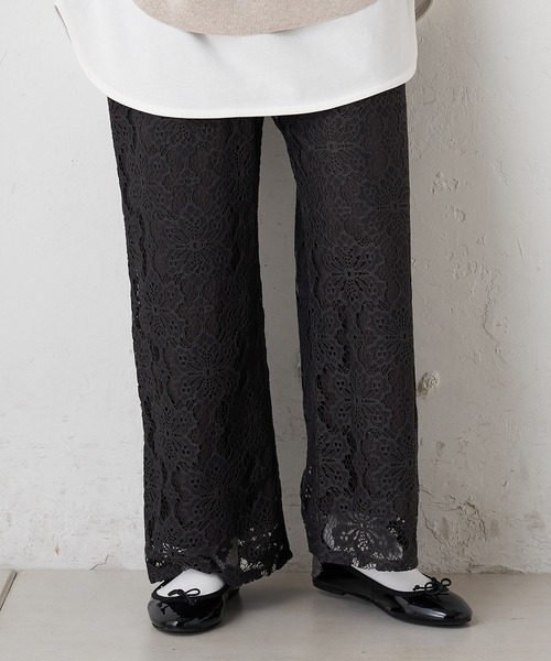 PUAL CE CIN（ピュアルセシン）の「花レースパンツ（その他パンツ・レディース・オフホワイト/チャコール・FREE）」の5枚目の写真
