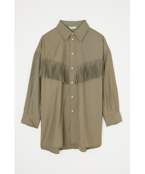 MOUSSY（マウジー）の「FRINGE OVER シャツ（シャツ/ブラウス・レディース・オレンジ/アイボリー/ライトカーキ/ライトパープル・FREE）」の3枚目の写真