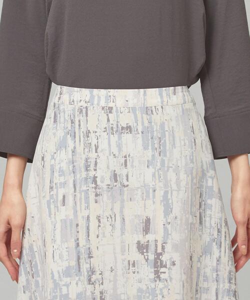 closet story（クローゼットストーリー）の「＜closet story＞□パステル ブラシプリント フレアスカート -手洗い可能-（スカート・レディース・ライトグレー/イエロー・FREE）」の8枚目の写真