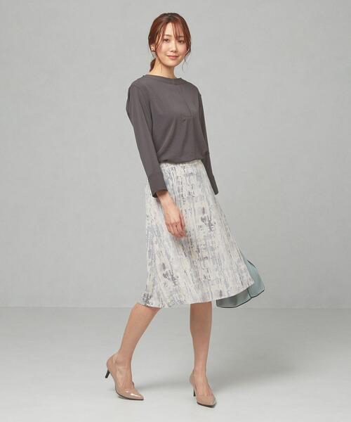 closet story（クローゼットストーリー）の「＜closet story＞□パステル ブラシプリント フレアスカート -手洗い可能-（スカート・レディース・ライトグレー/イエロー・FREE）」の13枚目の写真