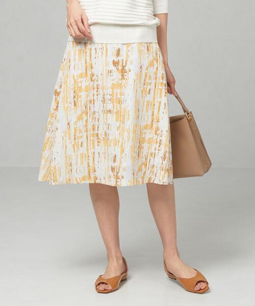 closet story（クローゼットストーリー）の「＜closet story＞□パステル ブラシプリント フレアスカート -手洗い可能-（スカート・レディース・ライトグレー/イエロー・FREE）」の9枚目の写真