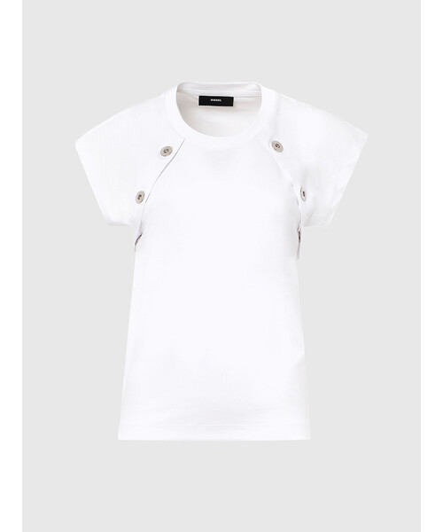 DIESEL（ディーゼル）の「レディース トップス ン フレンチスリーブ クルーネック（Tシャツ/カットソー・レディース・ホワイト/ブラック・LARGE/MEDIUM/SMALL）」の11枚目の写真