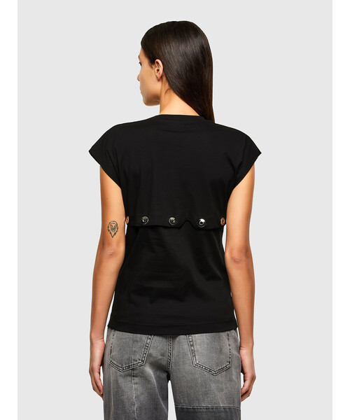 DIESEL（ディーゼル）の「レディース トップス ン フレンチスリーブ クルーネック（Tシャツ/カットソー・レディース・ホワイト/ブラック・LARGE/MEDIUM/SMALL）」の10枚目の写真