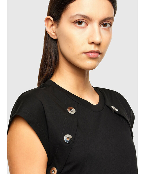 DIESEL（ディーゼル）の「レディース トップス ン フレンチスリーブ クルーネック（Tシャツ/カットソー・レディース・ホワイト/ブラック・LARGE/MEDIUM/SMALL）」の8枚目の写真