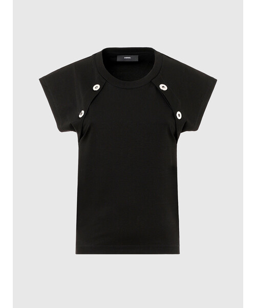 DIESEL（ディーゼル）の「レディース トップス ン フレンチスリーブ クルーネック（Tシャツ/カットソー・レディース・ホワイト/ブラック・LARGE/MEDIUM/SMALL）」の6枚目の写真