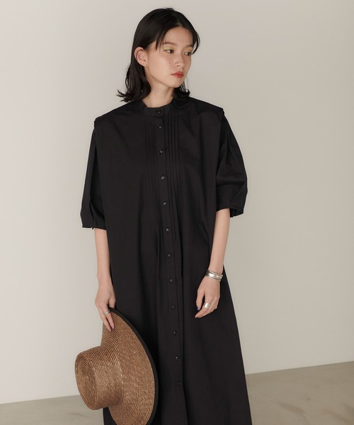 MAMC ワンピース シャツ セット forksy.】ショルダータック＆ピンタック半袖シャツワンピース