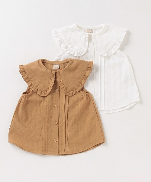 petit main（プティマイン）の「Big衿布帛ブラウス（シャツ/ブラウス・キッズ・ベージュ/オフホワイト/ライトピンク・80ｃｍ/100cm/120cm/130cm/110cm/90cm）」の6枚目の写真