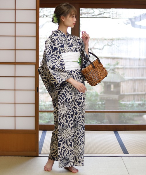 ゆかた館グレース（ユカタカングレース）の「こだわり浴衣５点セット（浴衣・レディース・ネイビー/ブルーグレー/ピンク/ベージュ・FREE）」の5枚目の写真