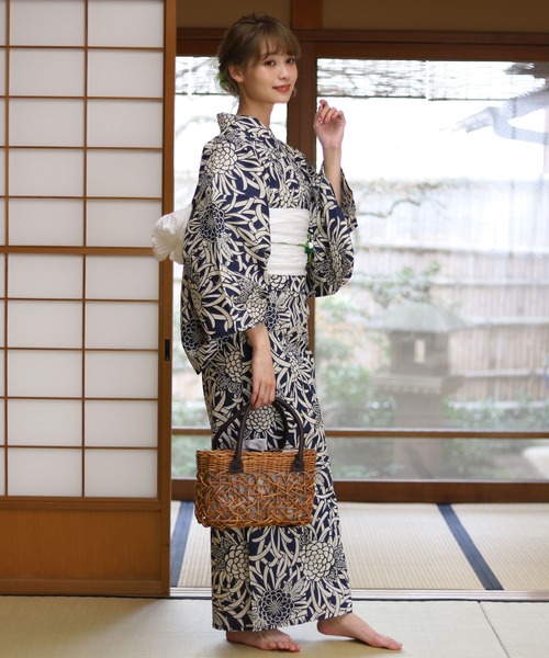 ゆかた館グレース（ユカタカングレース）の「こだわり浴衣５点セット（浴衣・レディース・ネイビー/ブルーグレー/ピンク/ベージュ・FREE）」の7枚目の写真