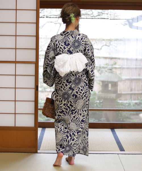 ゆかた館グレース（ユカタカングレース）の「こだわり浴衣５点セット（浴衣・レディース・ネイビー/ブルーグレー/ピンク/ベージュ・FREE）」の8枚目の写真